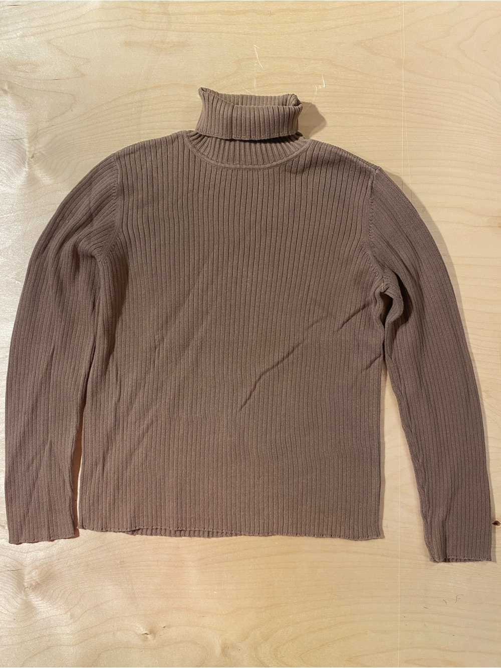 Liz Claiborne Ribbed Turtleneck Sweater - Taupe Brown Medium (SB)